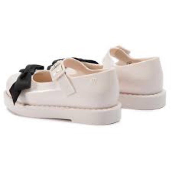 NWOB MINI MELISSA MAGGIE BOW BB ME 50837 BLACK/Cream SHOE - Picture 3 of 9
